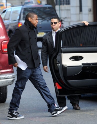 JAY-Z WEARING JORDAN CEMENT 3'S