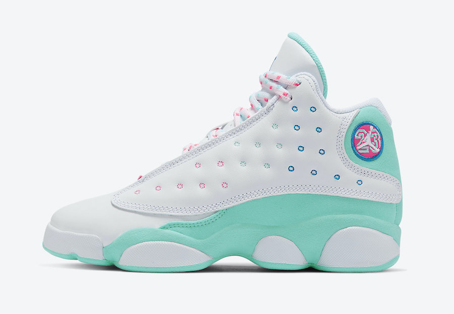 Air-Jordan-13-GS-Aurora-Green-Digital-Pink-Release-Date-439358-100